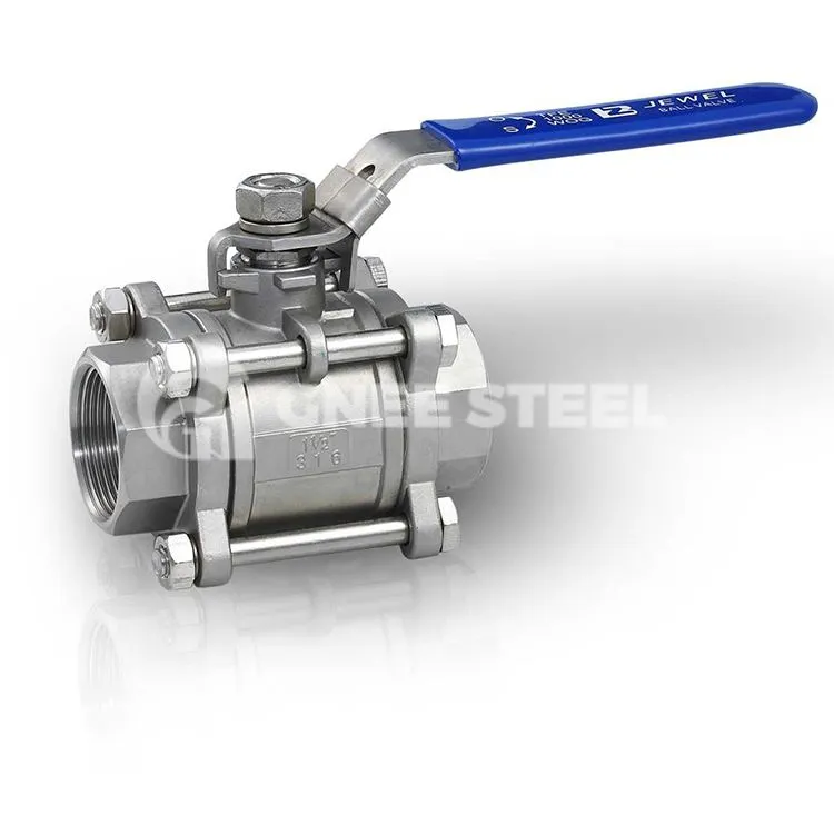 Kalta tērauda 3-gabala lodveida vārsts