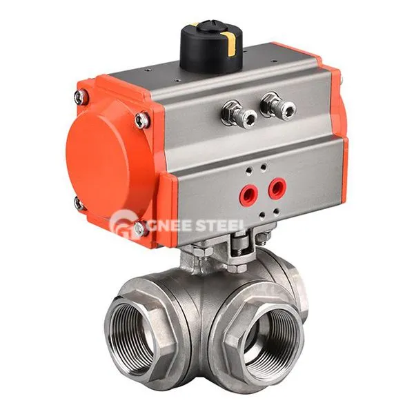 Pneimatiskais trīs virzienu bumbiņas vārsts